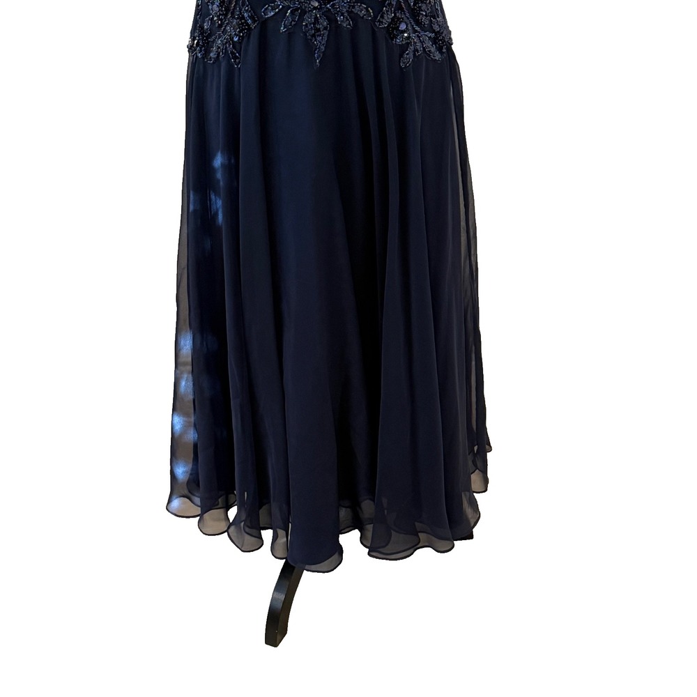 Vintage Dave & Johnny Women's Beaded Tea Length Evening Gown Blue Size 3/4 - Picture 6 of 10